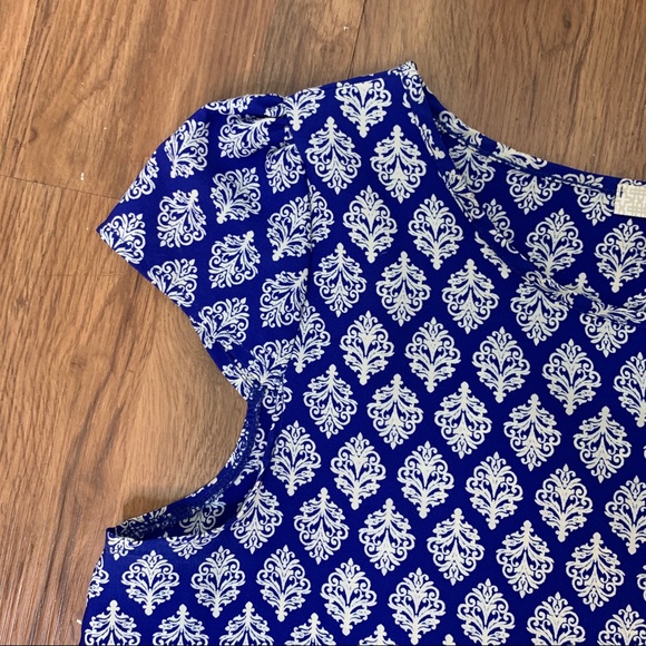 Mixed Print Cap Sleeve Blouse - Picture 3 of 6